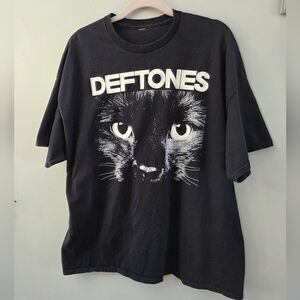 Deftones Big Face Cat Men’s X- Large Black T-Shirt 2010s Nu Metal Rock Music Tee